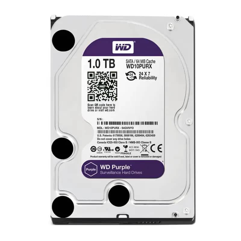 هارد دیسک اینترنال وسترن دیجیتال سری بنفش مدل WD10PURX ظرفیت 1 ترابایت