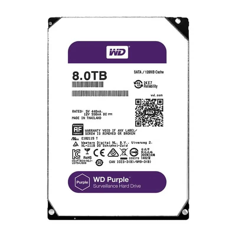 هارد دیسک اینترنال وسترن دیجیتال سری بنفش مدل WD80PURZ ظرفیت 8 ترابایت