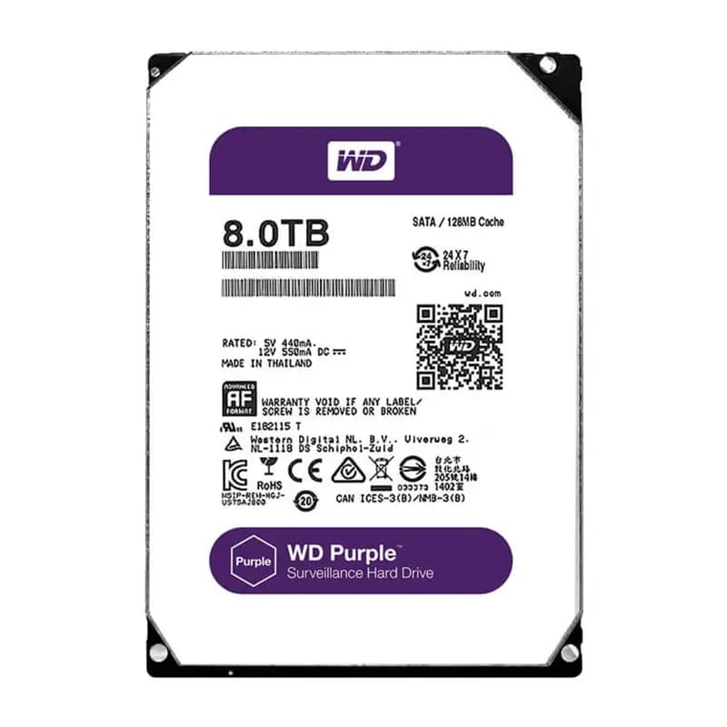 هارد دیسک اینترنال وسترن دیجیتال سری بنفش مدل WD80PURZ ظرفیت 8 ترابایت