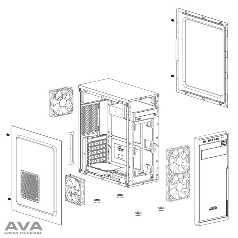 کیس کامپیوتر گرین مدل AVA Plus
