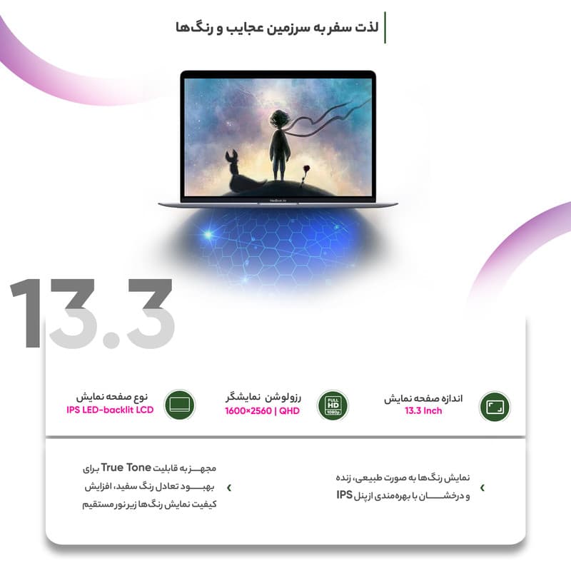 لپ تاپ 13.3 اینچی اپل مدل MacBook Air MGN63 M1 8GB 256GB SSD