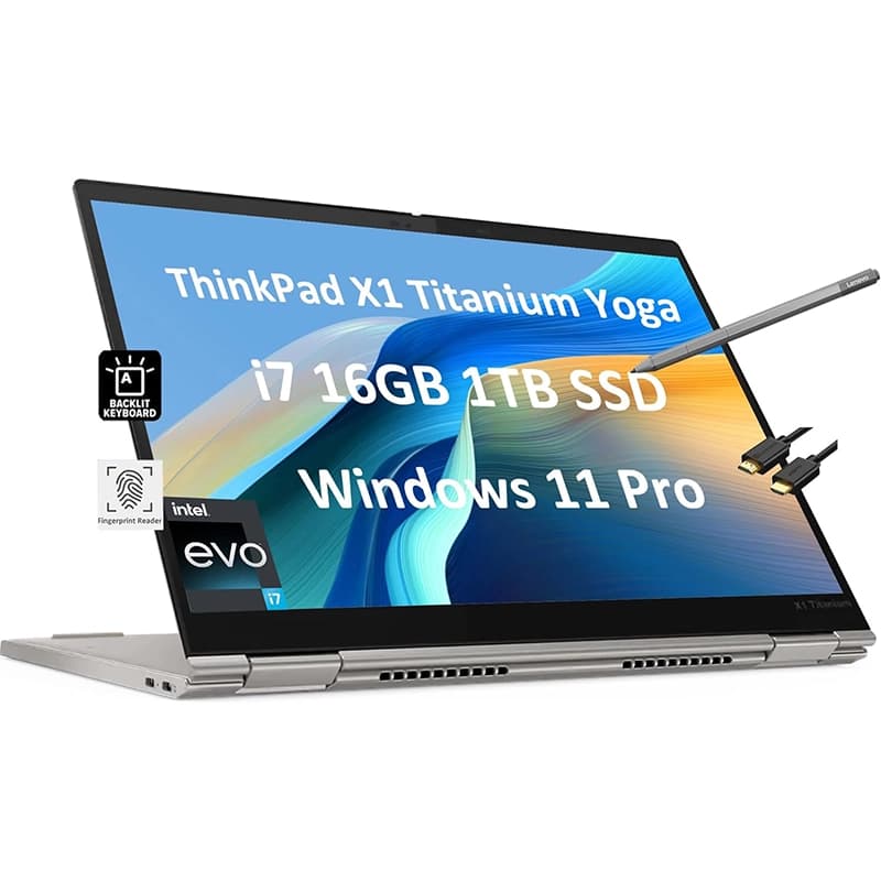 لپ تاپ 13.5 اینچی لنوو مدل ThinkPad X1 Titanium Gen 1 i7 16GB 1TB SSD Iris Xe