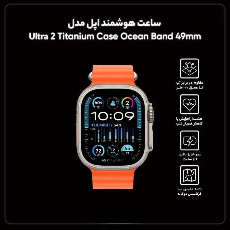 اپل واچ سری Ultra 2 Titanium Case Ocean Band 49mm