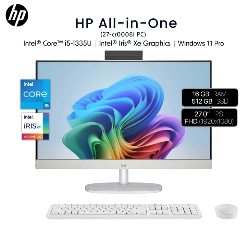کامپیوتر آل این وان اچ‌ پی ۲۷ اینچی مدل AIO 27-CR0008L i5 16GB 512GB SSD Intel Iris Xe Graphics