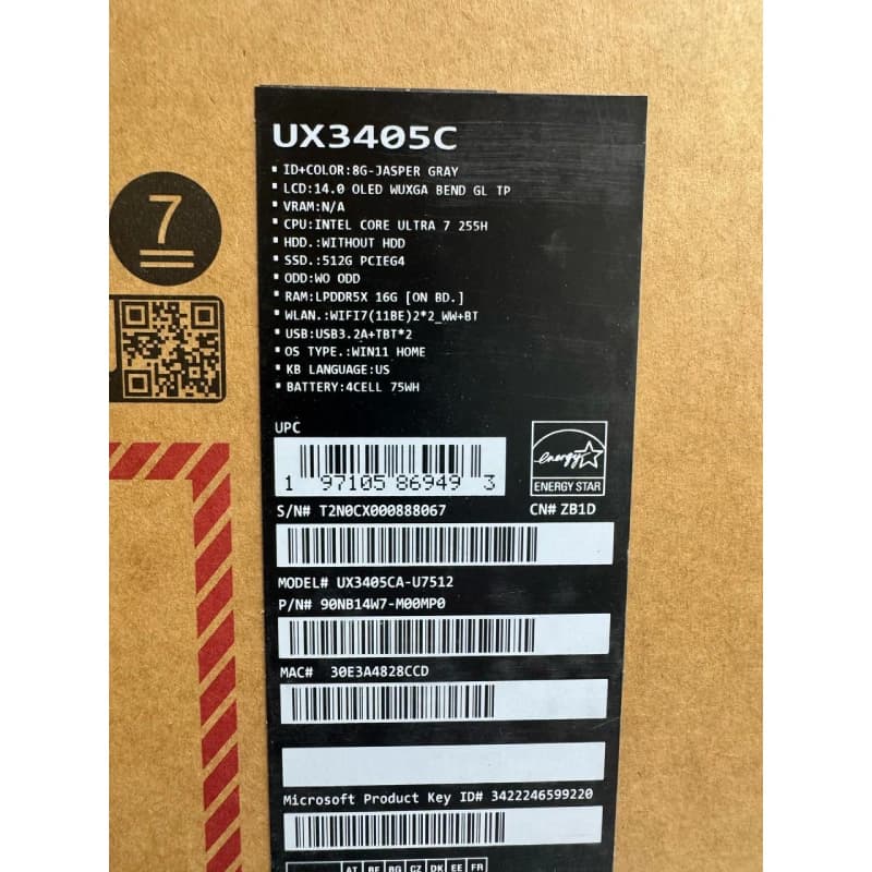 لپ‌ تاپ 14 اینچی ایسوس مدل Zenbook 14 UX3405CA Core Ultra 7 16GB 2TB SSD Intel Arc