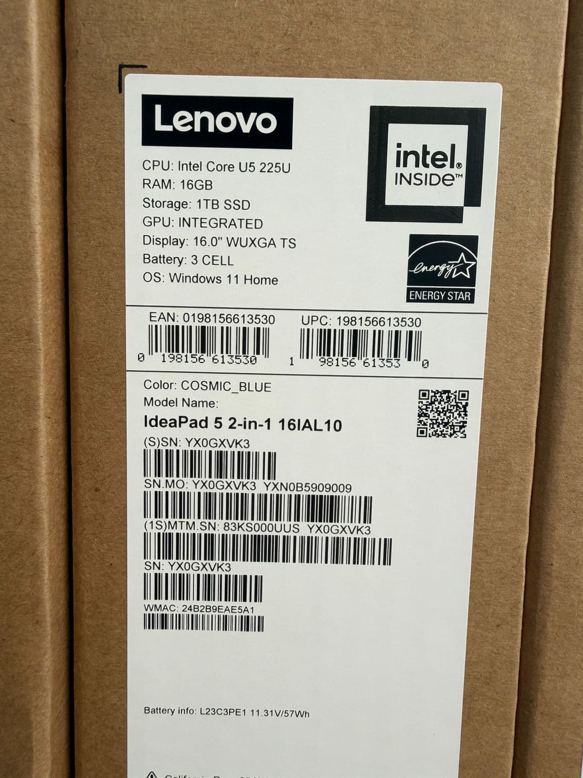 لپ‌تاپ ۱۶ اینچی لنوو مدل IdeaPad 5 X360 16IAL10 Core Ultra 5 16GB 1TB SSD Intel Arc