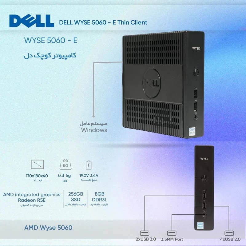 مینی پی سی دل مدل Wyse 5060 GX-424CC AMD Radeon