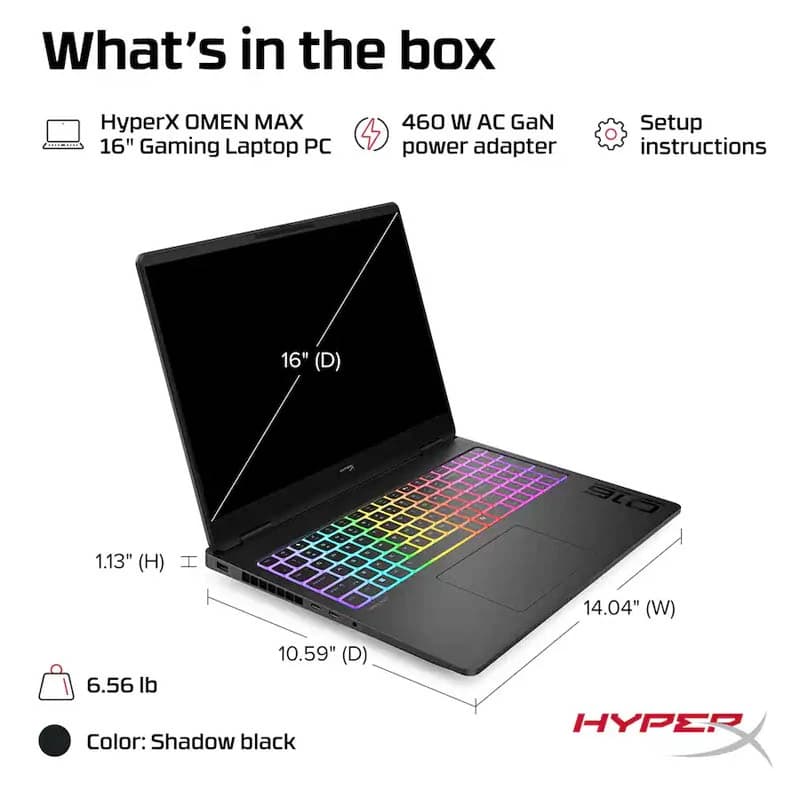لپ تاپ 16 اینچی اچ پی مدل HyperX OMEN MAX 16 16-ah1023dx Core Ultra 9 290HX Plus 32GB 1TB SSD 12GB RTX 5070 Ti