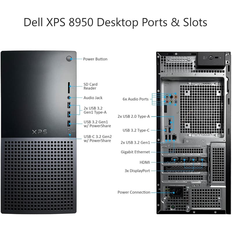 کیس کامپیوتر دل مدل XPS 8950 i9 12900K 64GB 4TB SSD + 4TB HDD 24GB RTX 3090