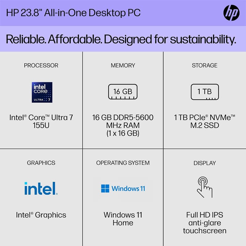 HP 24-CR1080 Core Ultra 7 155U 16GB RAM 1TB