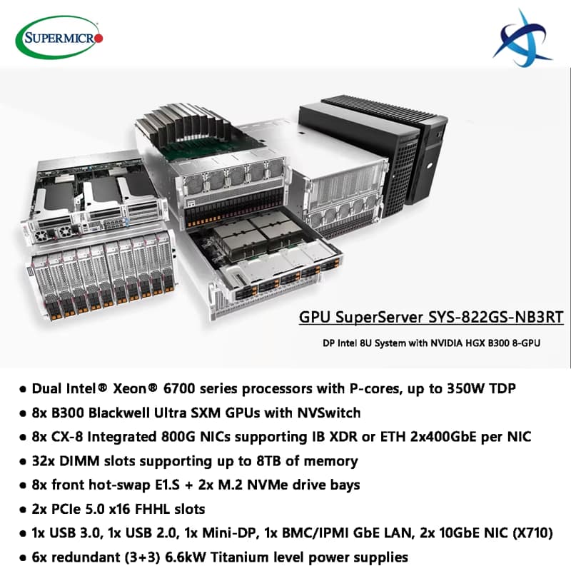 سرور هوش مصنوعی سوپرمایکرو مدل SYS-822GS-NB3RT-01-G2