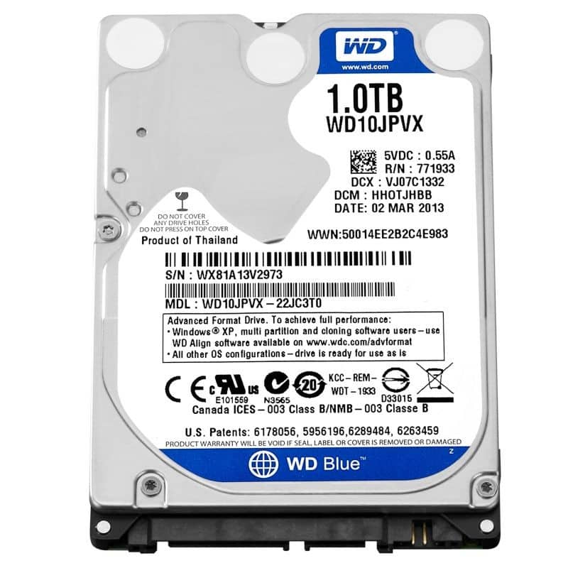 هارد دیسک اینترنال وسترن دیجیتال سری آبی مدل WD10SPZX ظرفیت 1 ترابایت
