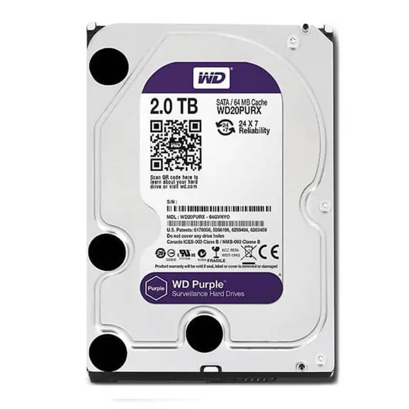 هارد دیسک اینترنال وسترن دیجیتال سری بنفش مدل WD20PURZ ظرفیت 2 ترابایت