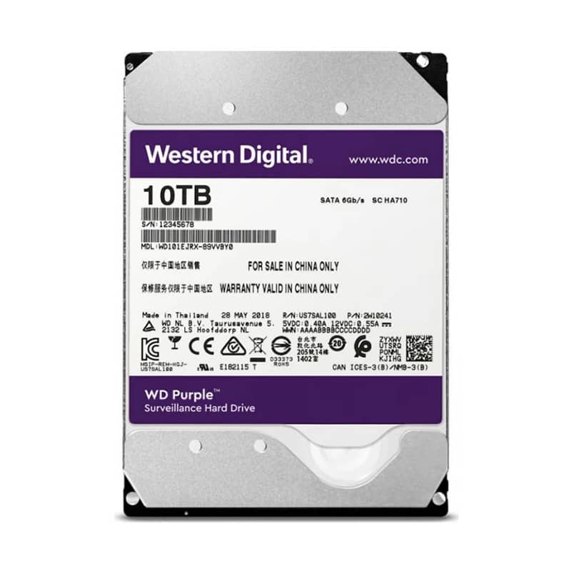 هارد دیسک اینترنال وسترن دیجیتال سری بنفش مدل WD100PURZ ظرفیت 10 ترابایت