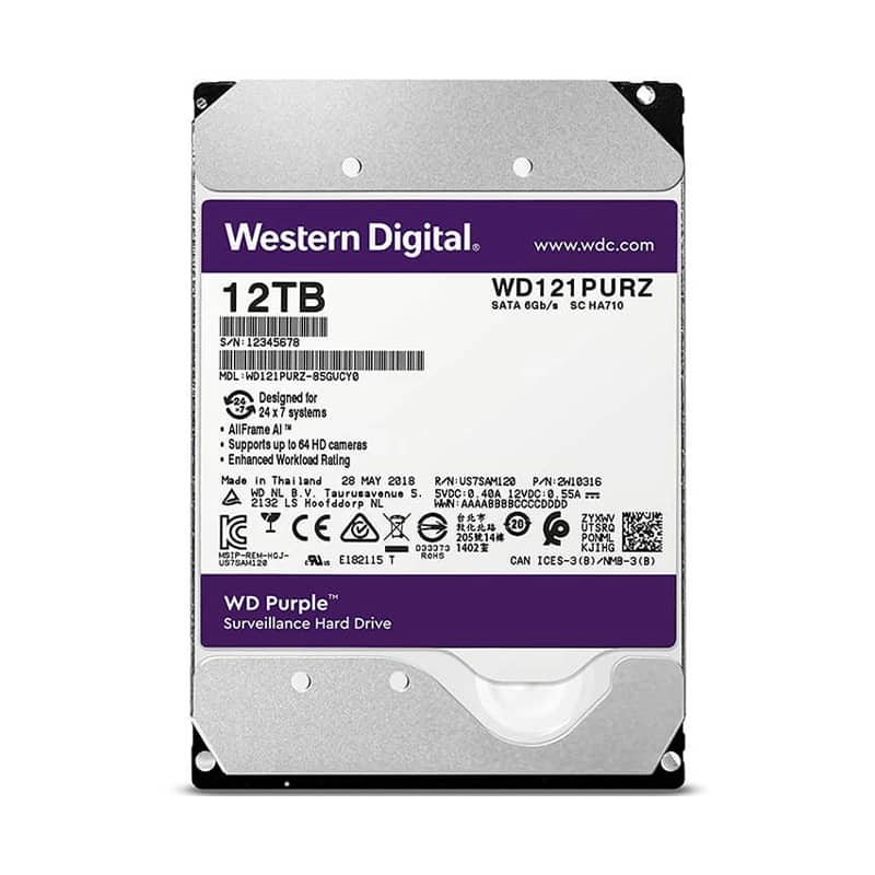 هارد دیسک اینترنال وسترن دیجیتال سری بنفش مدل WD121PURX ظرفیت 12 ترابایت