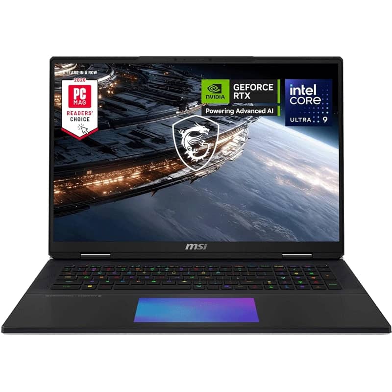 لپ تاپ 18 اینچی ام اس آی مدل Titan 18 HX A2WJ Core Ultra 9-290HX PLUS 64GB 4TB SSD 24GB RTX 5090
