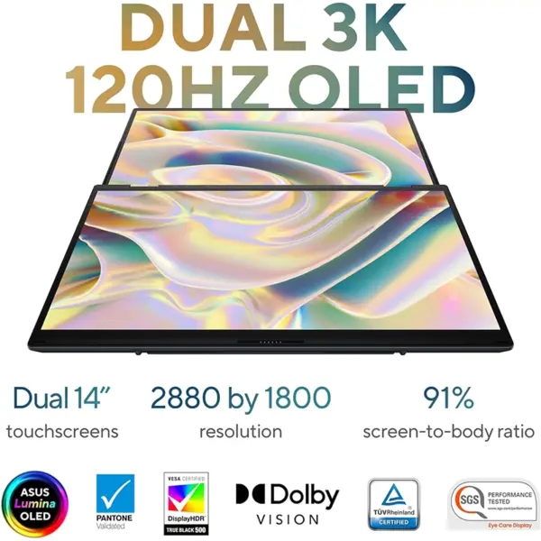 لپ تاپ 14 اینچی ایسوس مدل ZENBOOK DUO UX8406MA CORE ULTRA 9 32GB 2TB SSD Arc