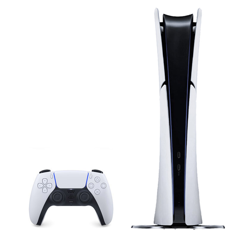 ps5 slim digital edition with controller front view
