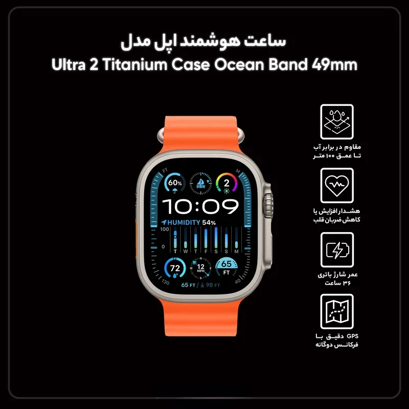 اپل واچ سری Ultra 2 Titanium Case Ocean Band 49mm - Image 14