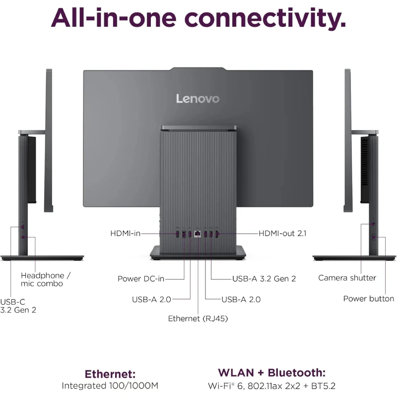 کامپیوتر آل این وان لنوو 24 اینچی مدل Lenovo IdeaCenter i5 8GB RAM 512GB SSD Intel UHD Graphics - Image 5